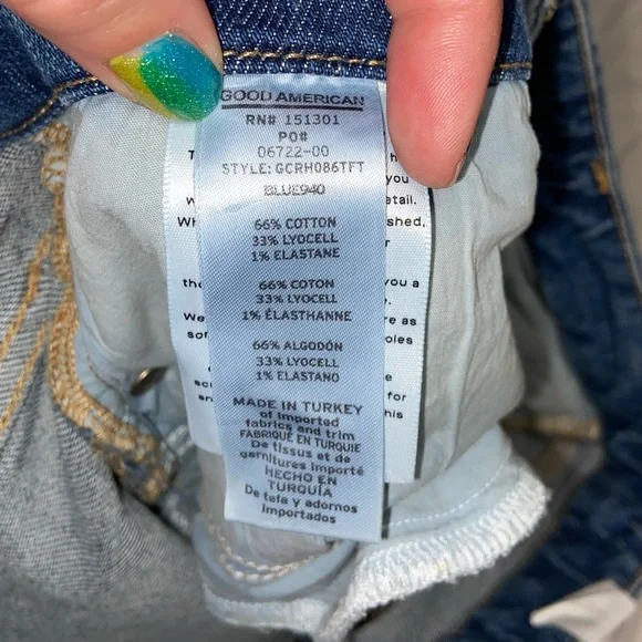 NWT Good American Good Classic Slim Straight Jeans sz 12 31 Medium Blue Raw Hem - Picture 8 of 9